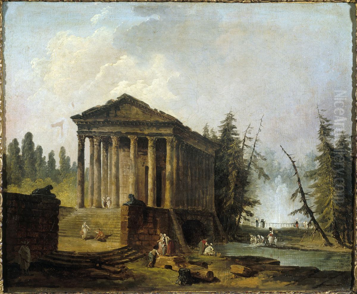 Le Temple antique Oil Painting by Hubert Robert