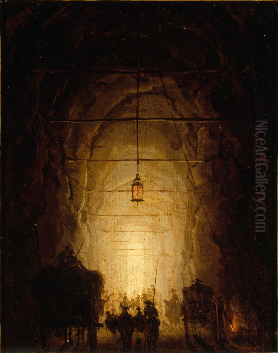 La Grotte du Pausilippe Oil Painting by Hubert Robert