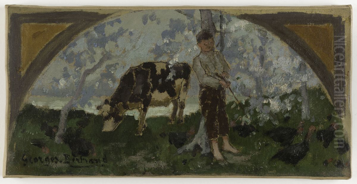 Esquisse pour la salle a manger de l'Hotel de Ville : La viande de veau, La volaille Oil Painting by Georges Jules Bertrand