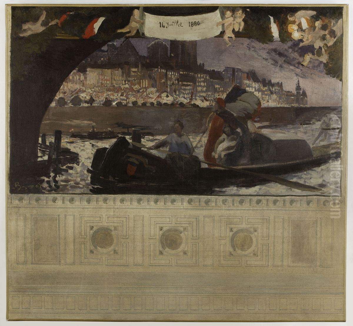 Esquisse pour la mairie du 4eme : le 14 juillet 1880 Oil Painting by Paul-Albert Besnard