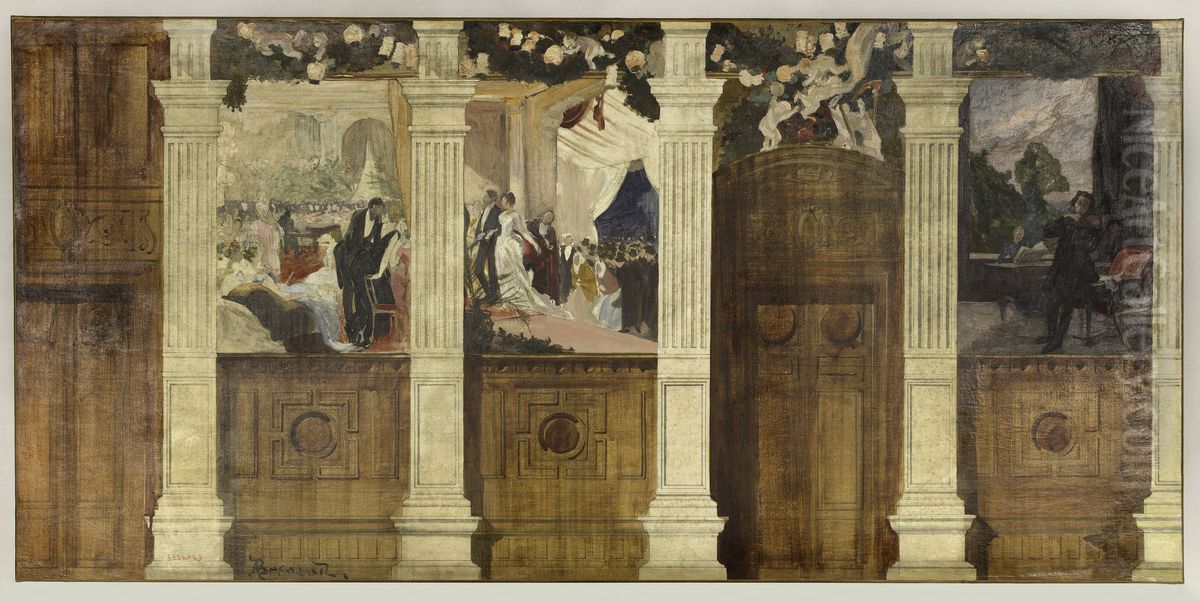 Esquisse pour la mairie du 4eme : Le Bal a la ville ou La Fete mondaine Oil Painting by Paul-Albert Besnard