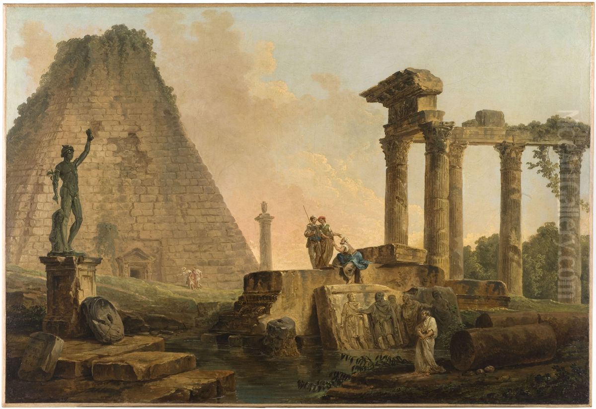 Ruines romaines Oil Painting by Hubert Robert