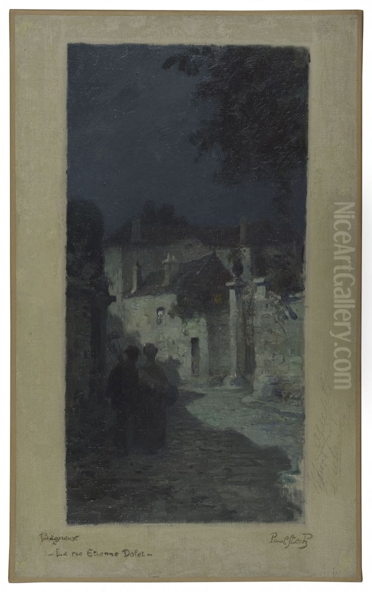 Esquisse pour la mairie de Bagneux : rue Etienne Dolet, paysage Oil Painting by Paul Albert Steck