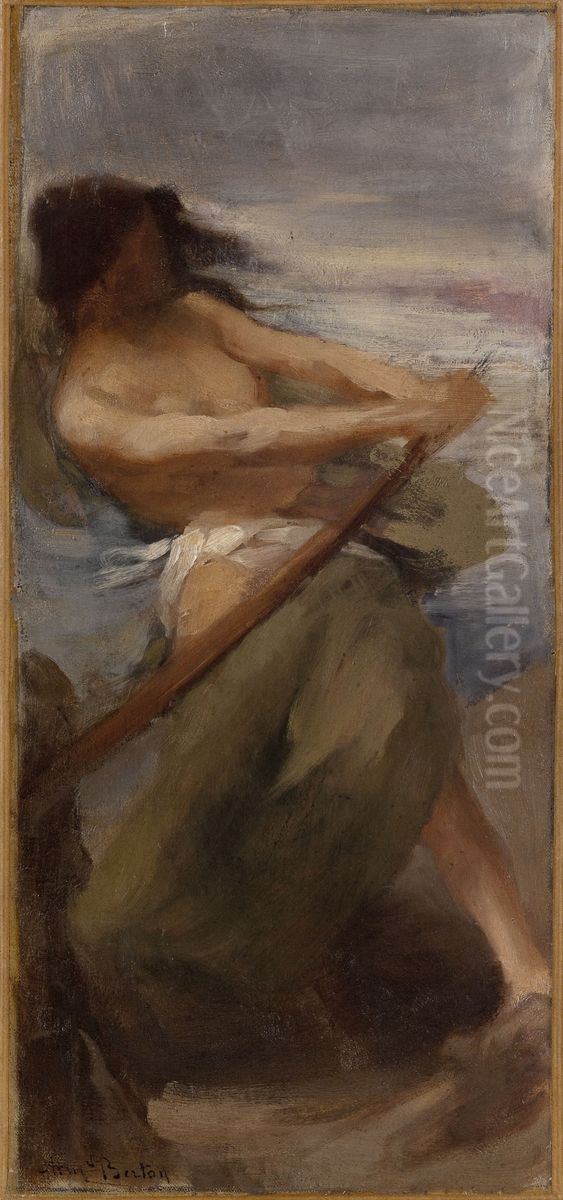 Esquisse pour le salon des Sciences de l'Hotel de Ville de Paris : L'Eau Oil Painting by Armand Berton