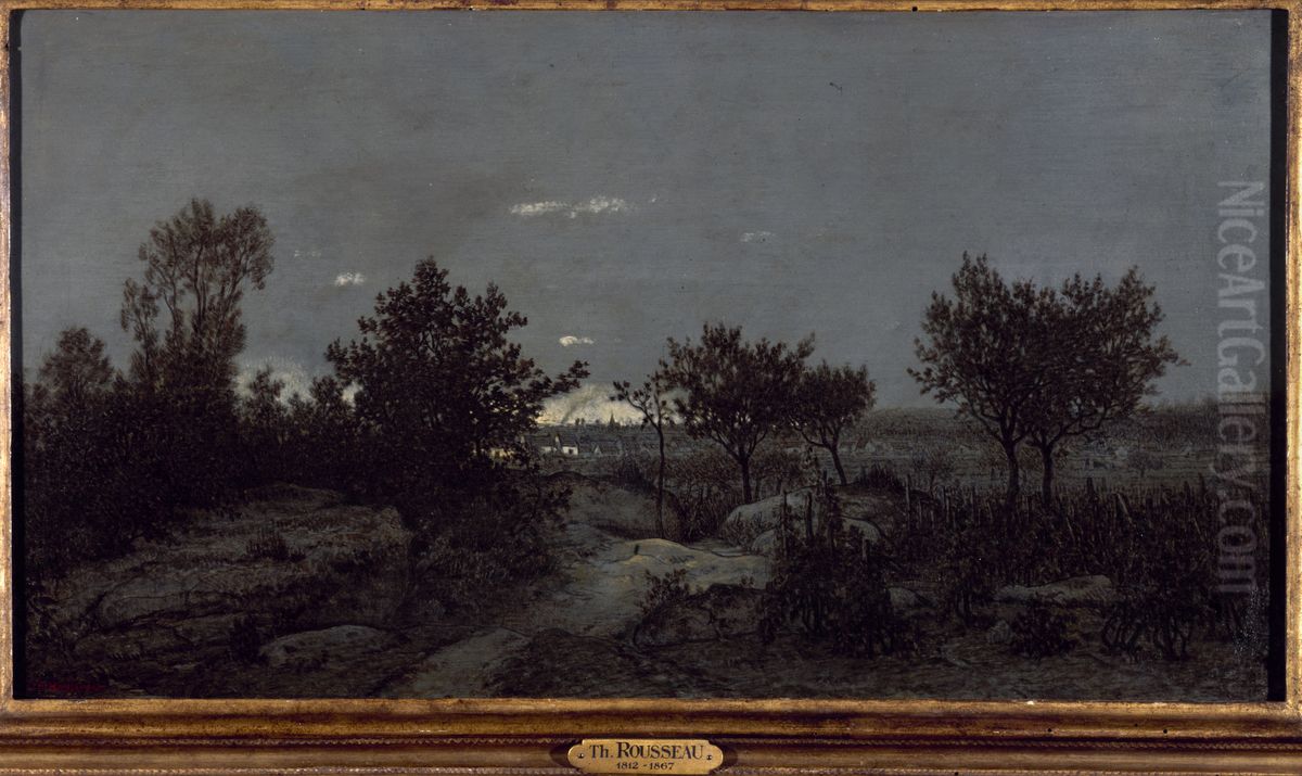 La campagne au lever du jour Oil Painting by Theodore Rousseau