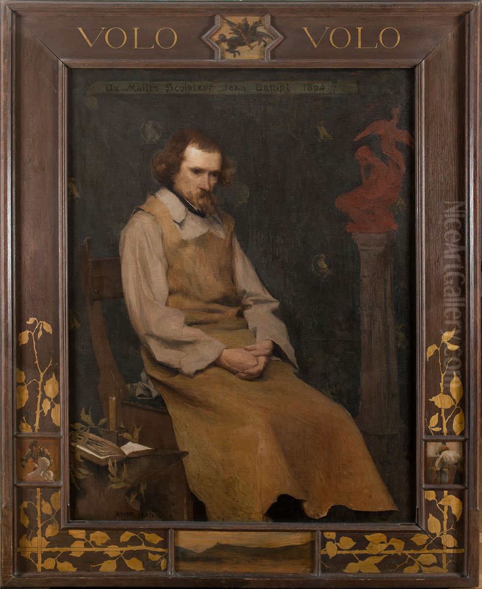 Portrait du sculpteur Jean Dampt Oil Painting by Edmond-Francois Aman-Jean