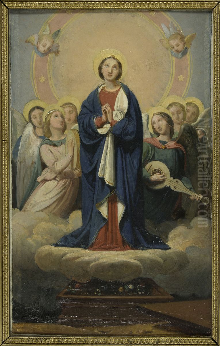 Esquisse pour l'eglise Notre-Dame de Vincennes : L'Assomption de la vierge Oil Painting by Jean Louis Bezard