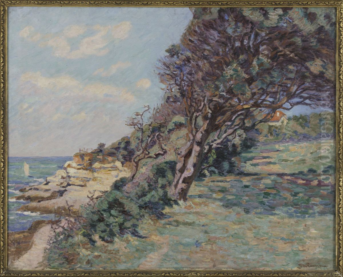 Saint-Palais, la Pointe de la Douane, aout 92, 10 heures du matin Oil Painting by Armand Guillaumin