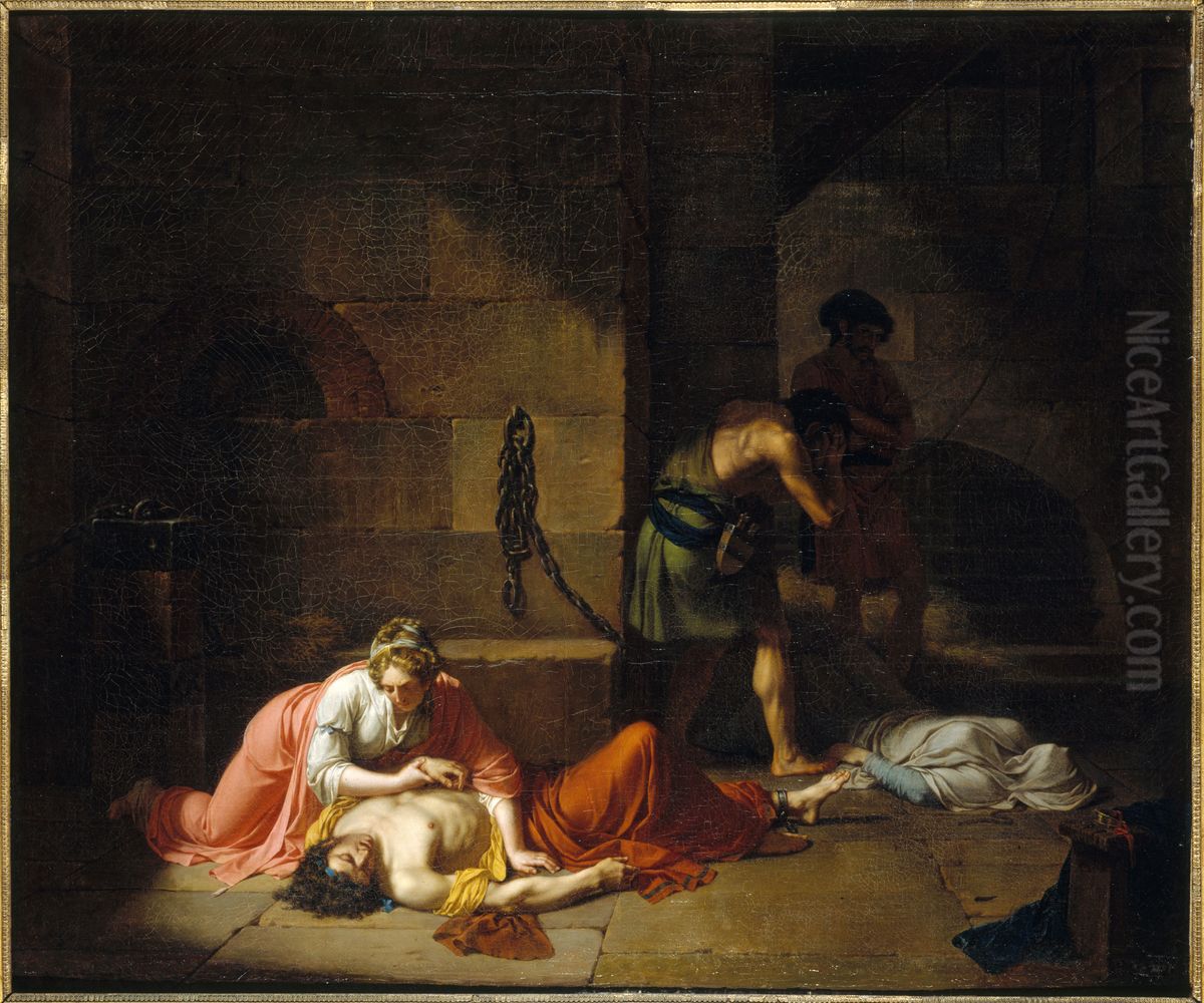 La Mort d'Agis Oil Painting by Nicolas-Andre Monsiau