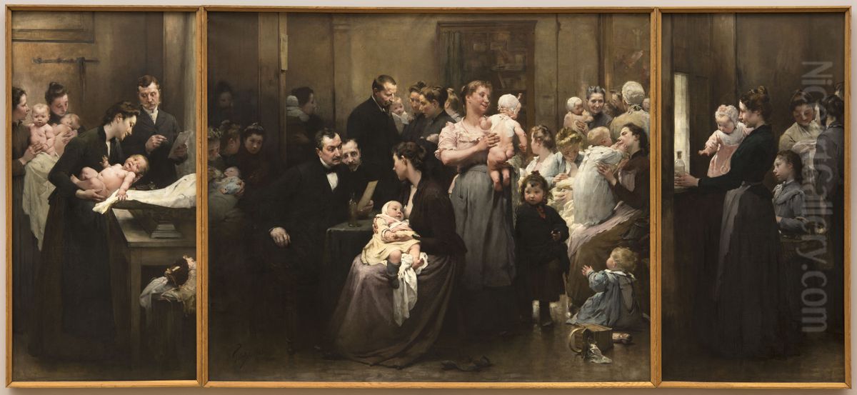 L'OEuvre de la Goutte de Lait Oil Painting by Henri Jules Jean Geoffroy