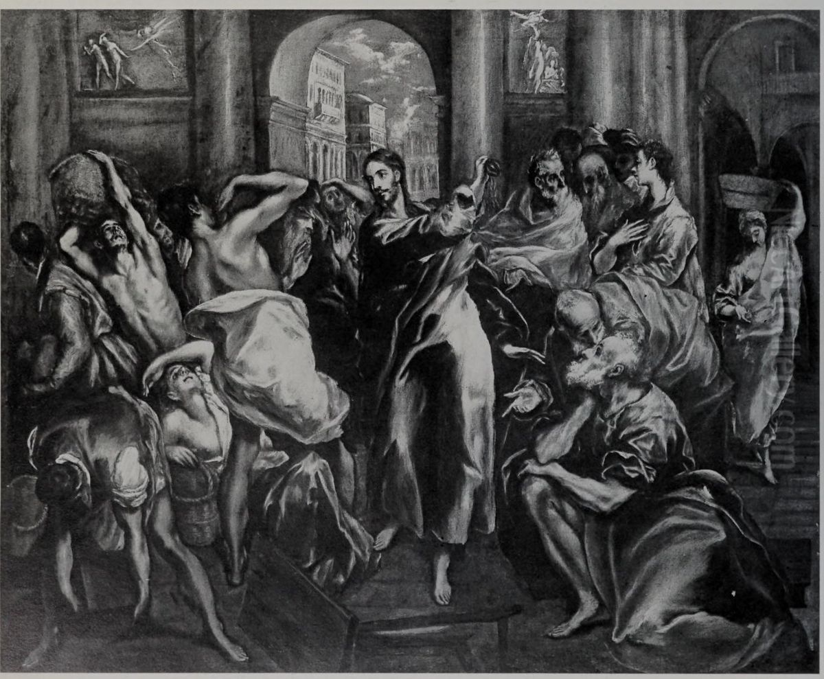 Christ Driving the Money Changers from the Temple Oil Painting by El Greco