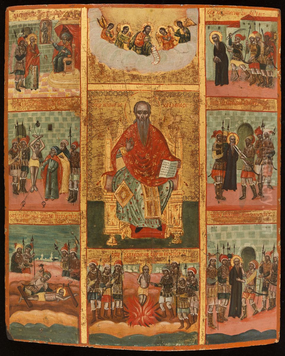 Saint Charalampe et scenes de sa vie Oil Painting by Greece