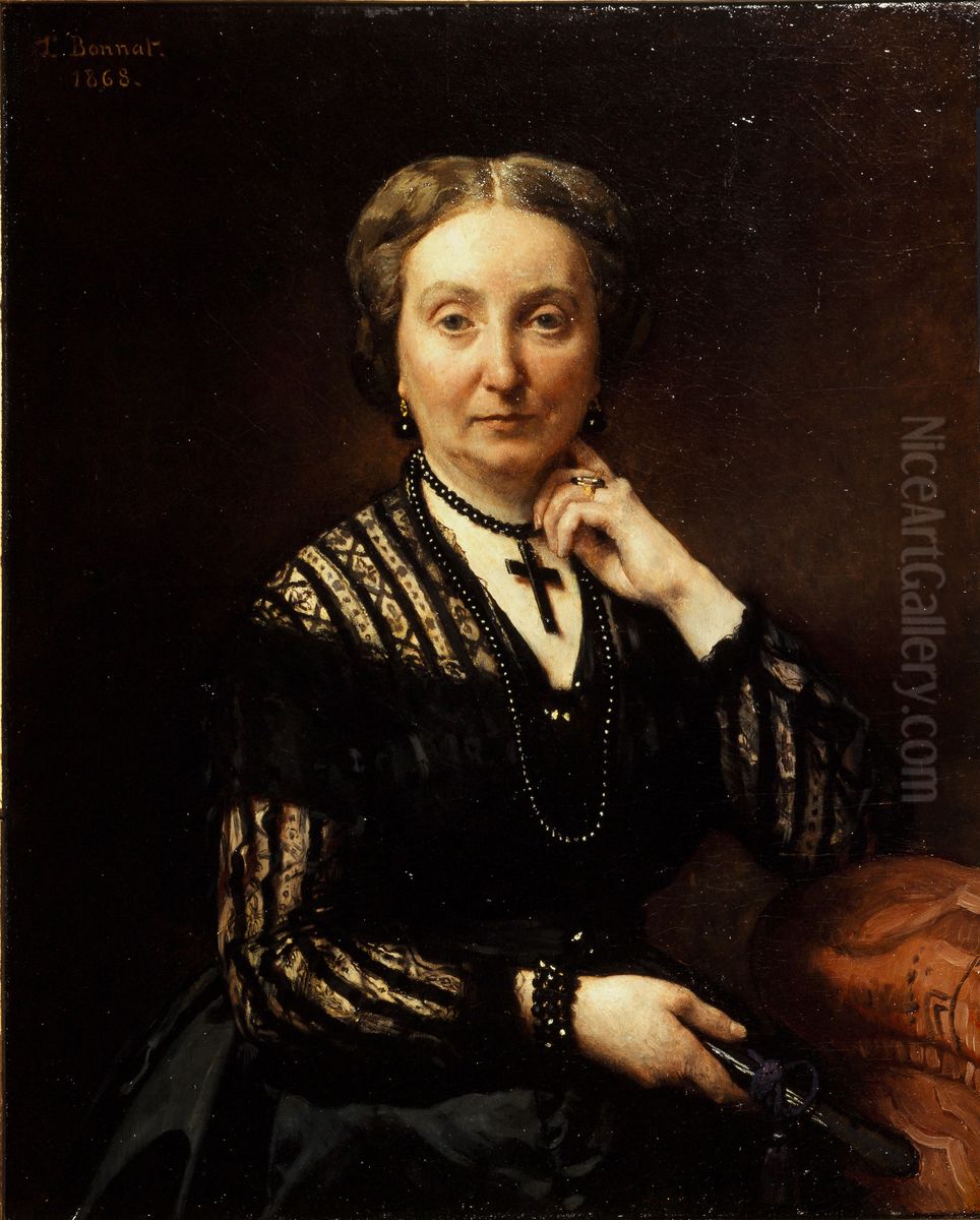 Portrait of an unidentified woman Oil Painting by Leon Bonnat