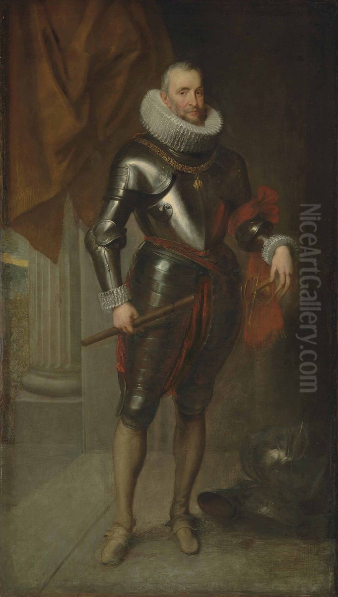 Portrait of Ambrogio Spinola (1569-1630) in armour Oil Painting by Sir Anthony Van Dyck