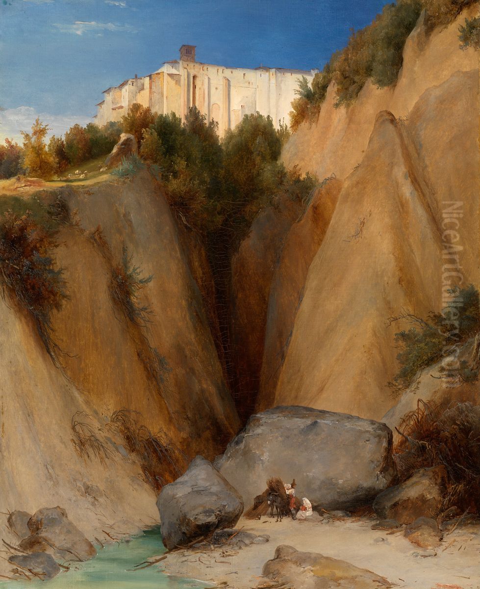 Blick auf das Kloster Santa Scolastica bei Subiaco Oil Painting by Carl Blechen