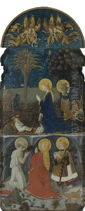 Adoration of the Christ Child with Saint Jerome, Saint Mary Magdalene and Saint Eustace Oil Painting by Paolo Uccello