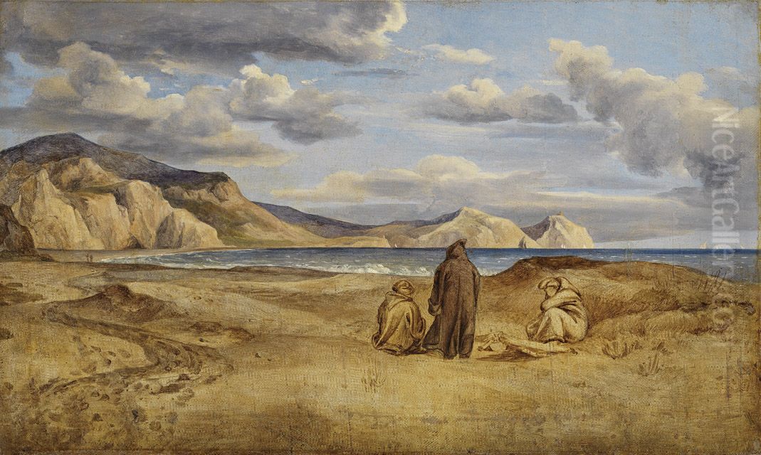 Meereskuste am Kap Orlando in Sizilien Oil Painting by Heinrich Reinhold