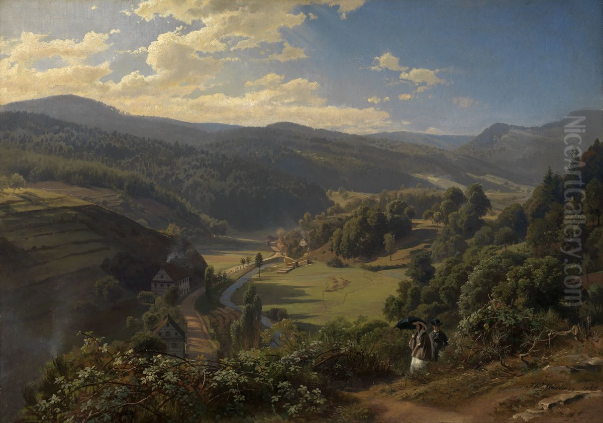Geroldsau Valley near Baden-Baden Oil Painting by Johann Wilhelm Schirmer