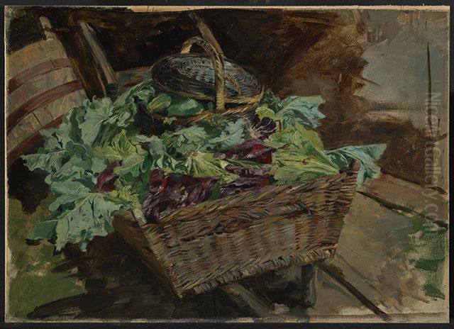 Korb mit Gemuse Oil Painting by Fritz Boehle