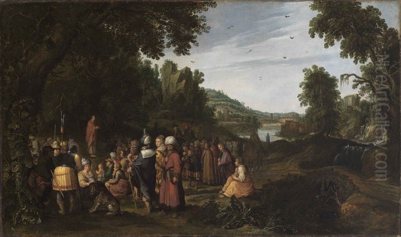 Die Predigt Johannes des Taufers Oil Painting by Esaias Van De Velde
