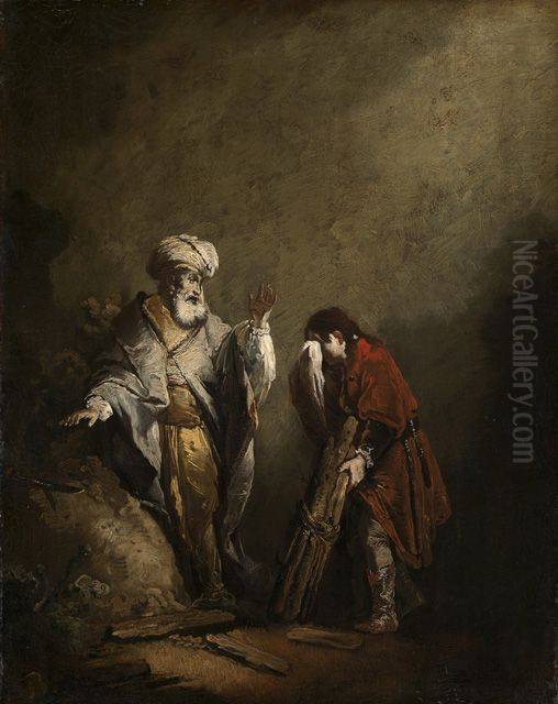 Das Opfer Abrahams Oil Painting by Christian Wilhelm Ernst Dietrich