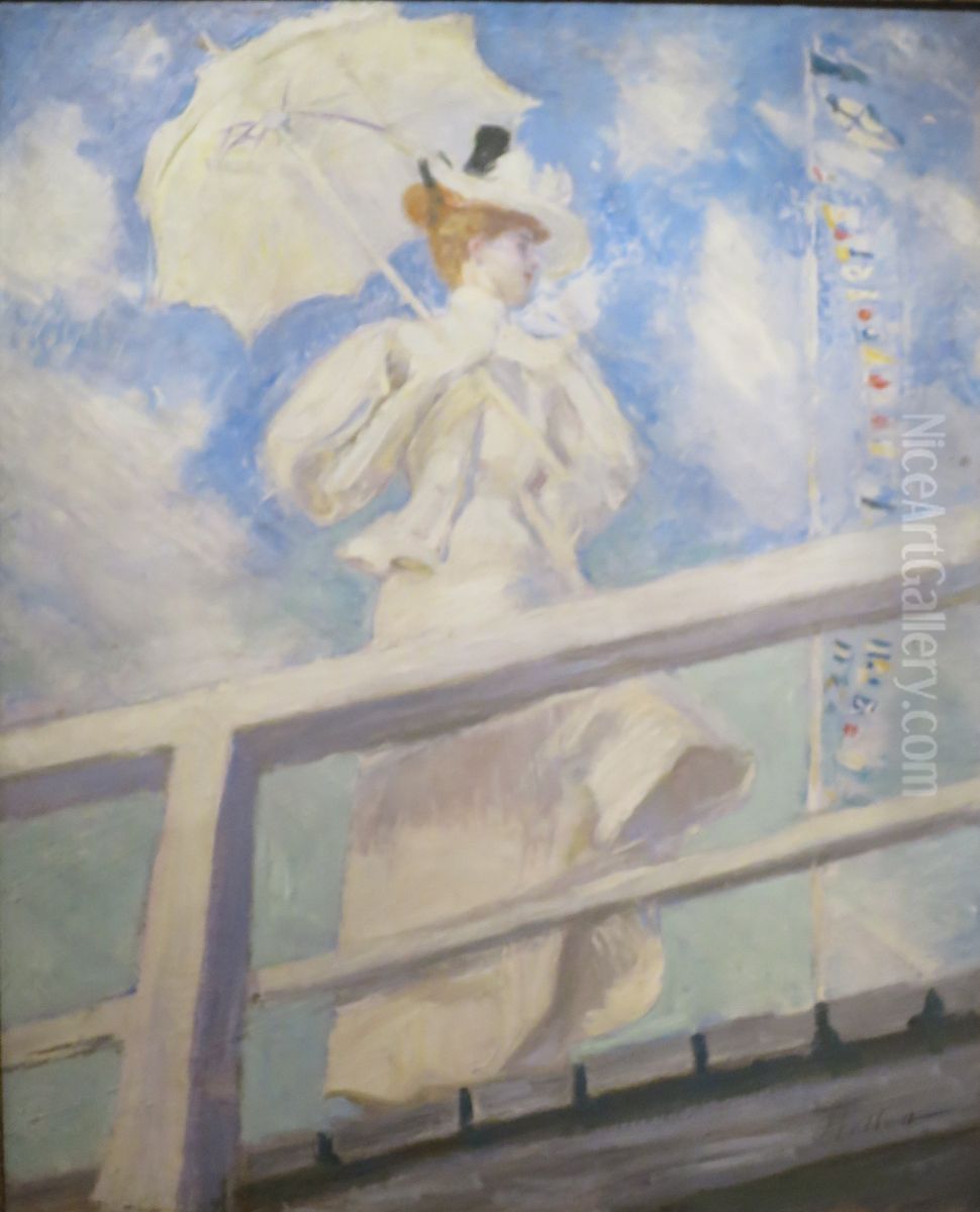 Dame en blanc Oil Painting by Paul Cesar Helleu