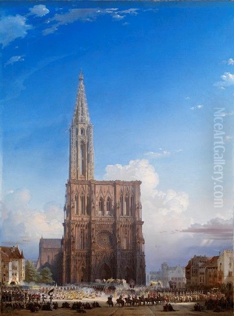 Strassburger Munster Oil Painting by August Von Bayer