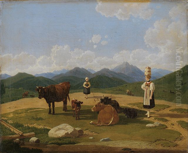 Auf der Alm Oil Painting by Wilhelm von Kobell (1766-1853)