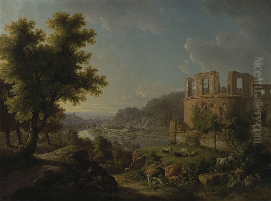 Heidelberger Phantasielandschaft Oil Painting by Carl Kuntz