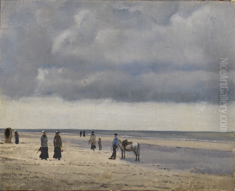 Am Strande Oil Painting by Rudolf Hirth Du Frenes