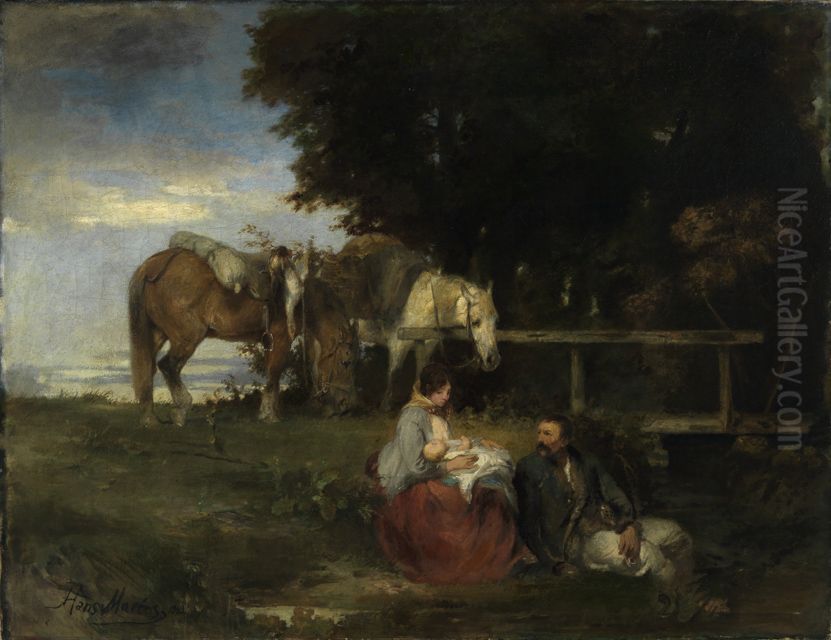 Rast am Waldesrand Oil Painting by Hans von Marees