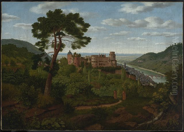 Blick auf Heidelberg und das Heidelberger Schloss Oil Painting by Christian Philipp Koster