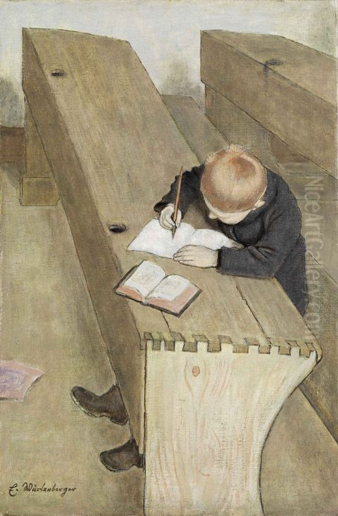 Auf der Schulbank Oil Painting by Ernst Wurtenberger