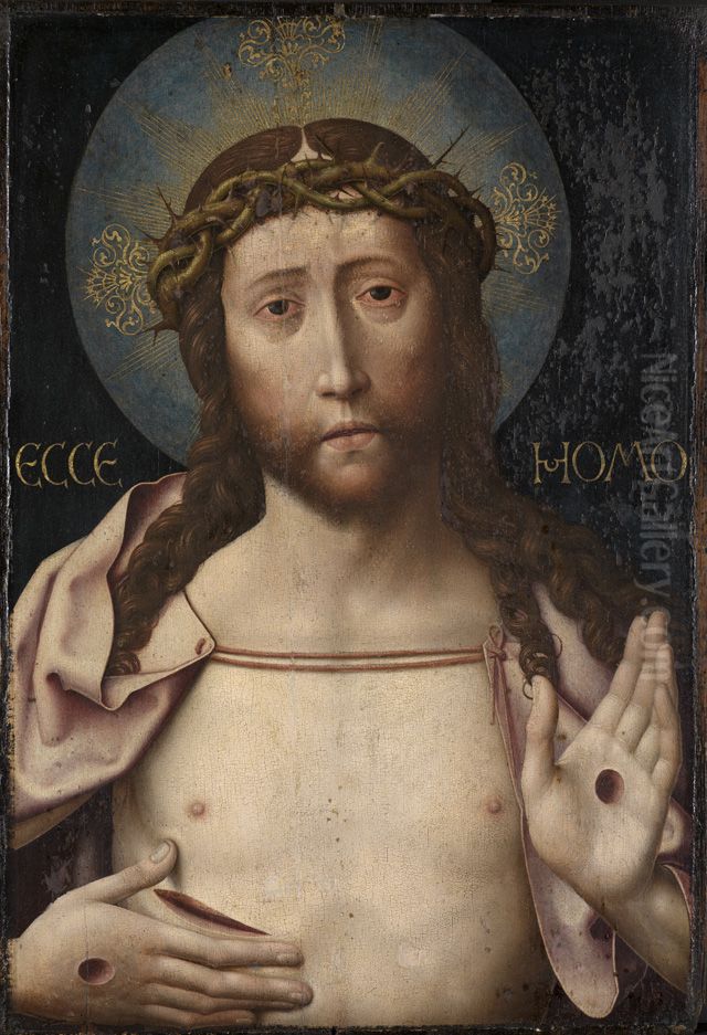 Christus, seine Wundmale zeigend Oil Painting by Dieric Bouts