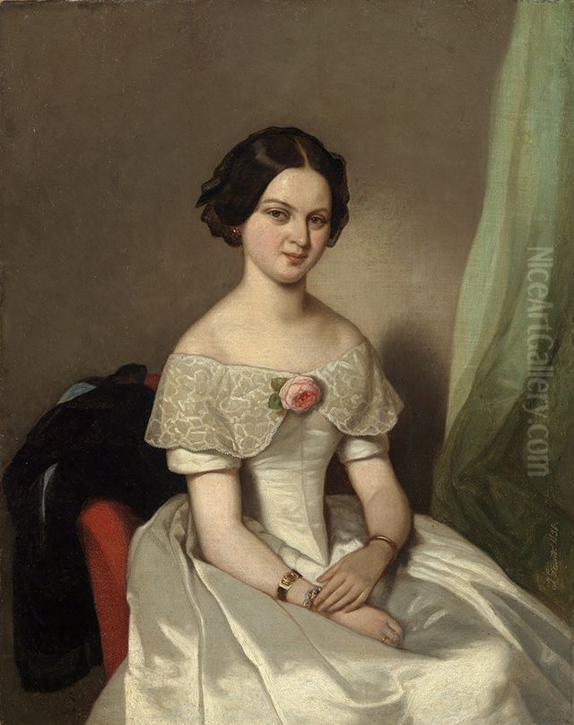 Bildnis Freifrau Pauline von Stetten Oil Painting by Johann Grund