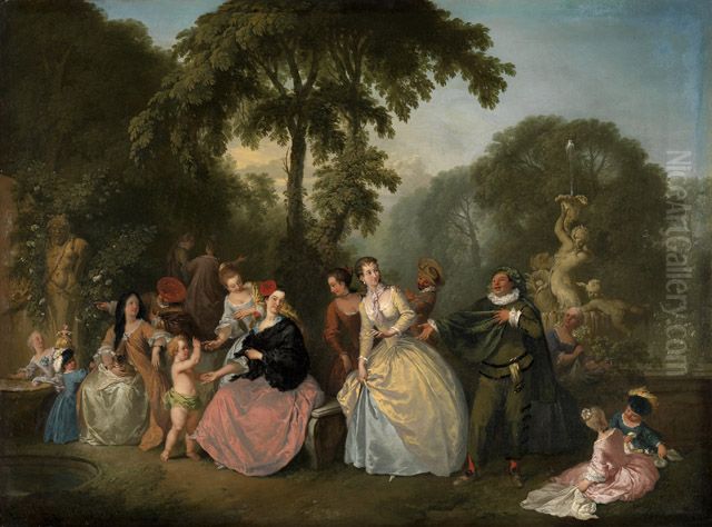 Gesellschaft im Park Oil Painting by Christian Wilhelm Ernst Dietrich