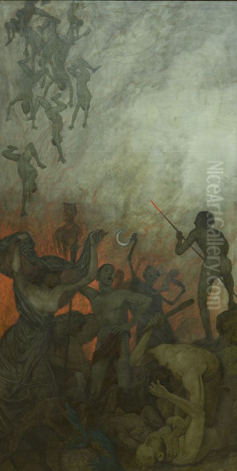 Ostertriptychon: Die Holle Oil Painting by Hans Thoma