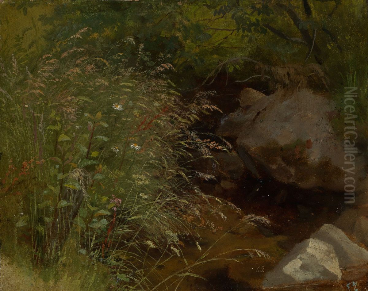 Graser am Bachrand Oil Painting by Hans Thoma