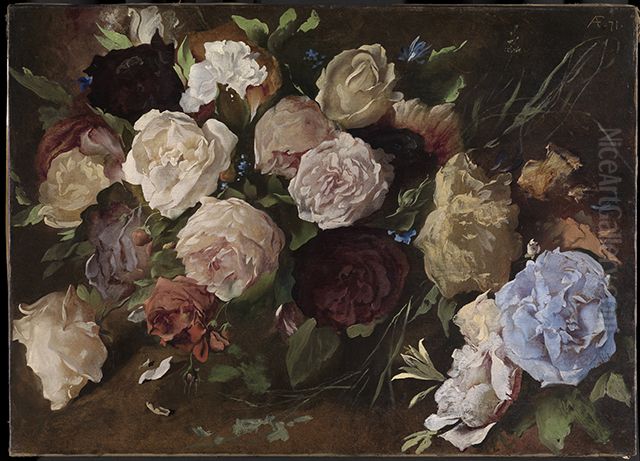 Blumenstudie Oil Painting by Anselm Friedrich Feuerbach