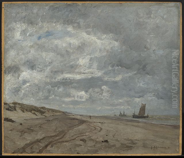 Strand von Scheveningen Oil Painting by Gustav Schonleber