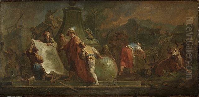 Entwurf fur ein Deckengemalde mit Darstellung einer Grundungsgeschichte Oil Painting by Martin Johann Schmidt