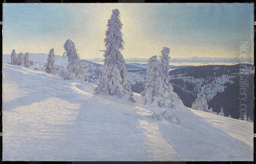 Feldbergtannen in Eis und Schnee Oil Painting by Hermann Dischler