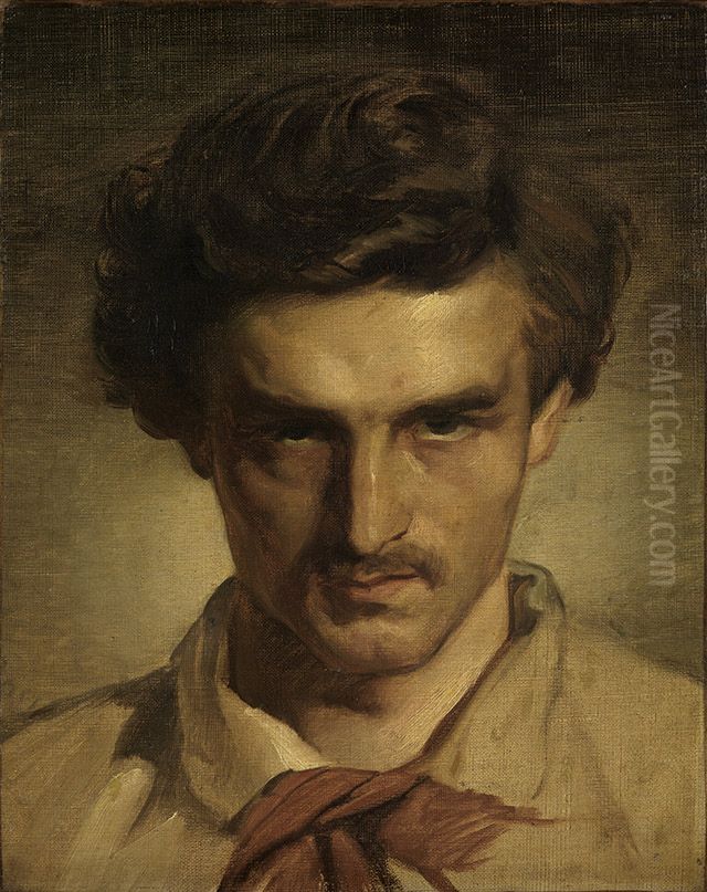 Jugendliches Selbstbildnis Oil Painting by Anselm Friedrich Feuerbach