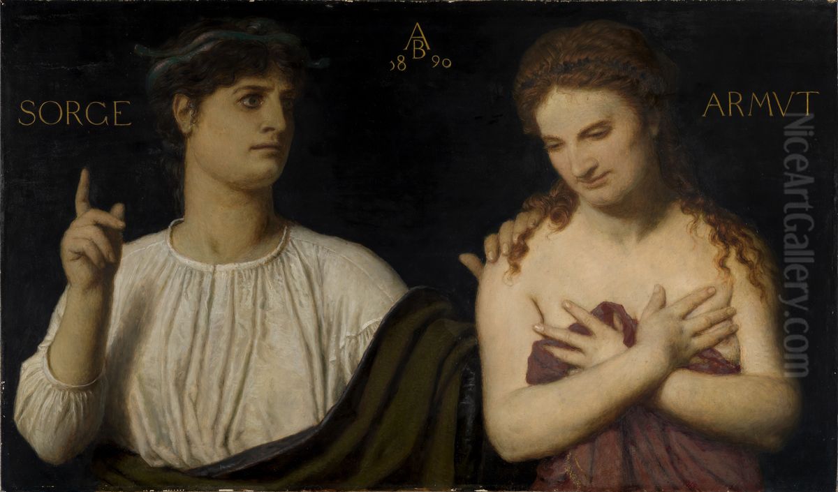 Armut und Sorge Oil Painting by Arnold Bocklin