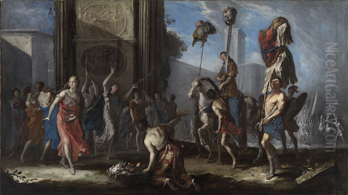 Der Triumph des Davids Oil Painting by Johann Heinrich Schonfeld