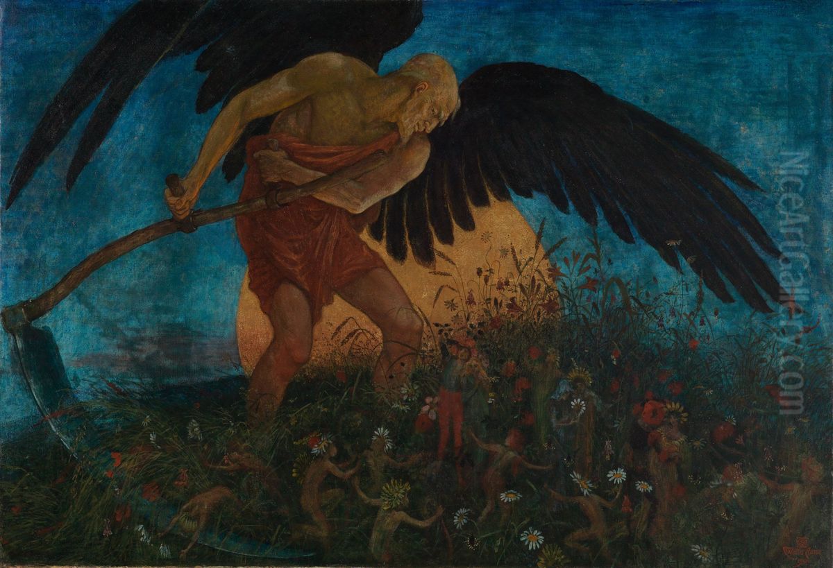 Reaper Death Oil Painting by Walter Crane
