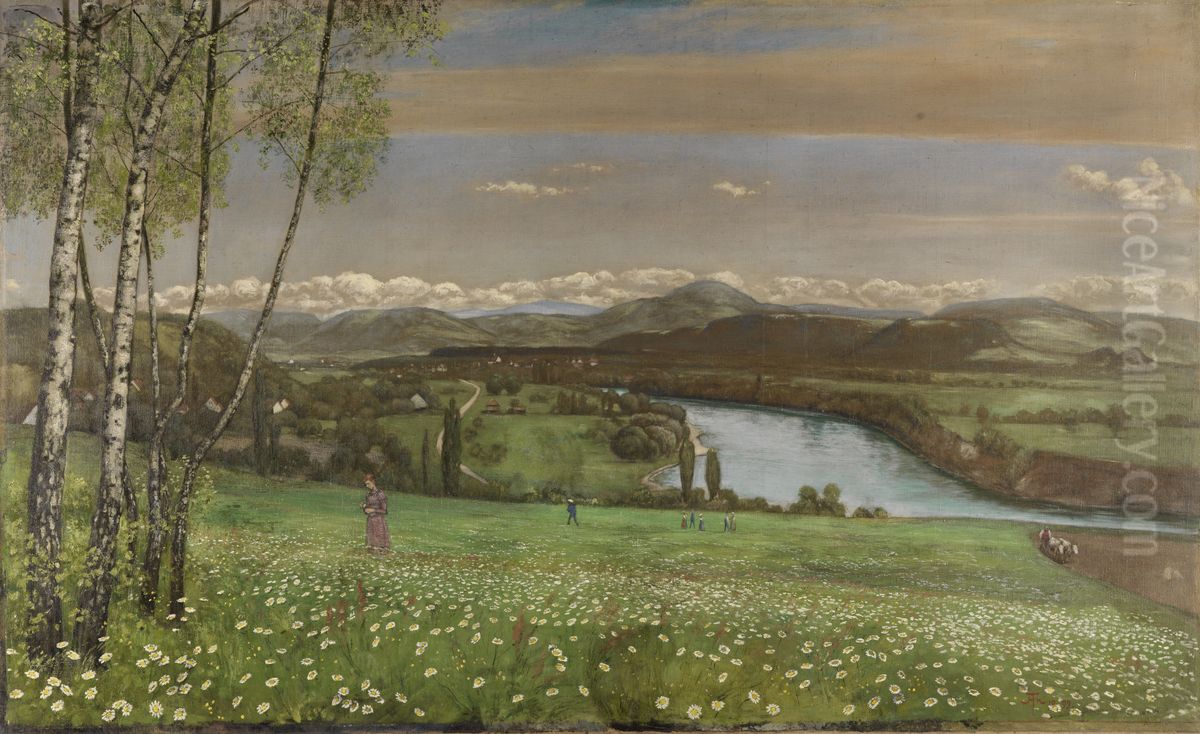 Das Rheintal bei Sackingen Oil Painting by Hans Thoma