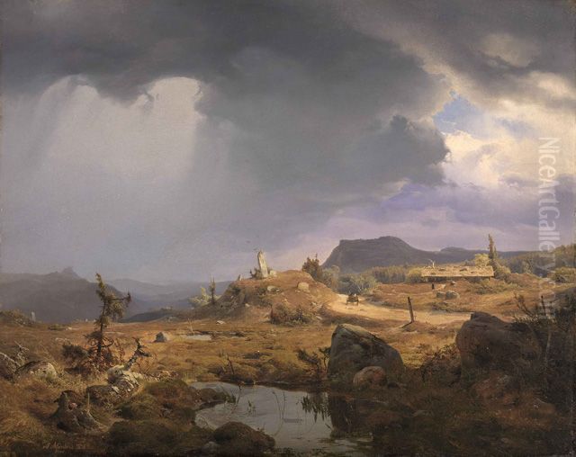 Norwegian Landscape Oil Painting by Andreas Achenbach