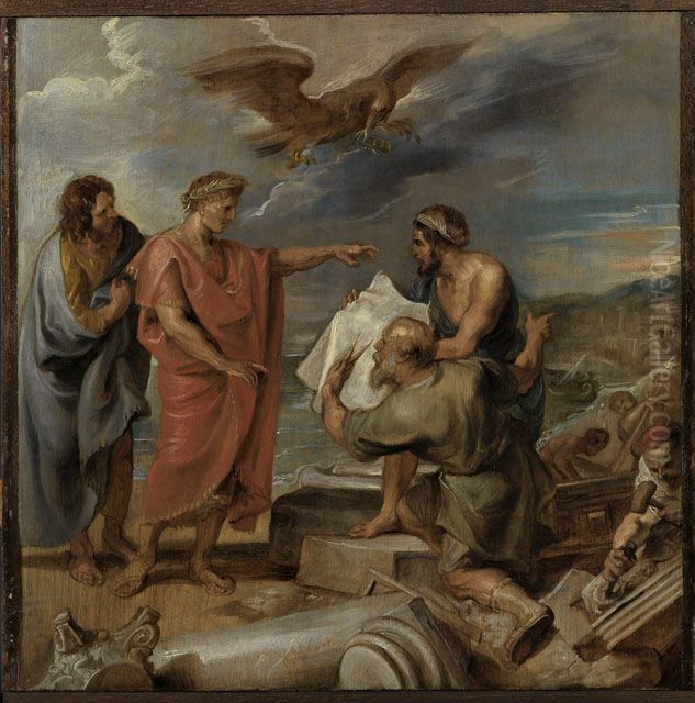 Constantine directing the Building of Constantinople Oil Painting by (studio of) Rubens, Peter Paul