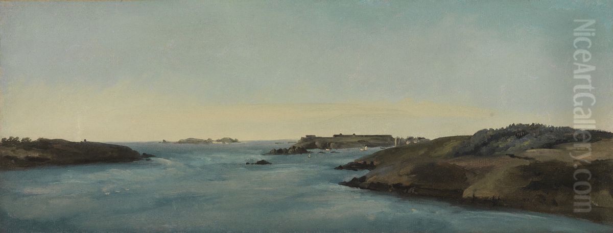 Die Mundung der Rance bei Saint-Servan (Bretagne) Oil Painting by Pierre-Henri de Valenciennes